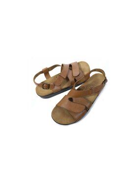 SAS Sandals Brown Leather Comfortable Strappy Flats Womens Size 11 Narrow